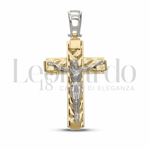 Modello Con Cristo in Oro Giallo e Oro Bianco da 4gr.