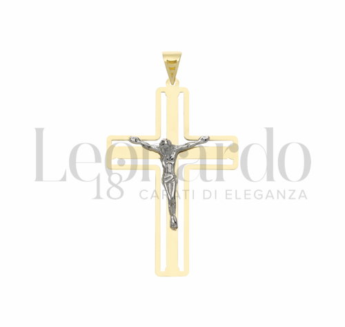 Modello Con Cristo e Lastra Traforata in Oro Giallo e Oro Bianco da 2gr.
