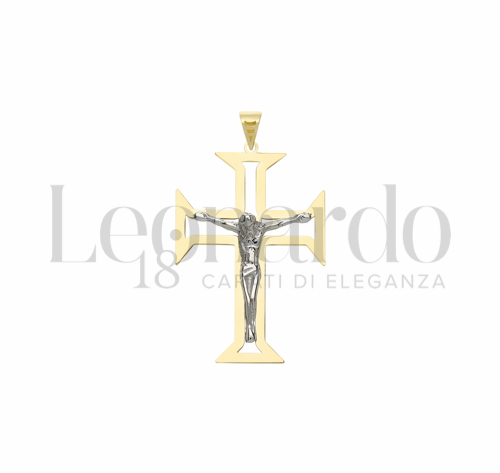 Modello Con Cristo e Lastra Traforata in Oro Giallo e Oro Bianco da 1,5gr.