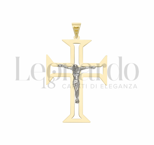 Modello Con Cristo e Lastra Traforata in Oro Giallo e Oro Bianco da 2gr.