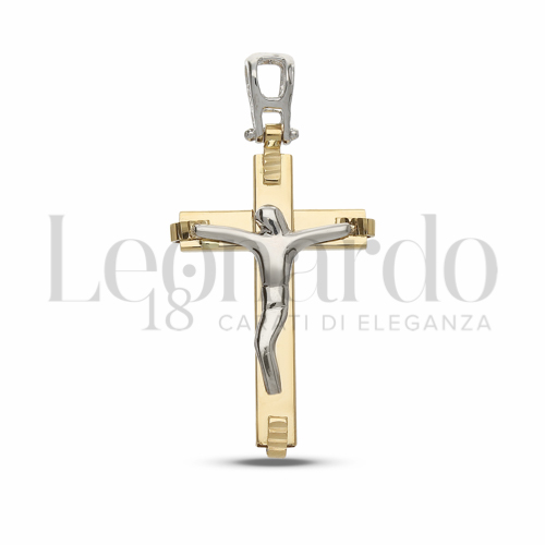 Modello Con Cristo Stilizzato in Oro Giallo e Oro Bianco da 1,9gr.