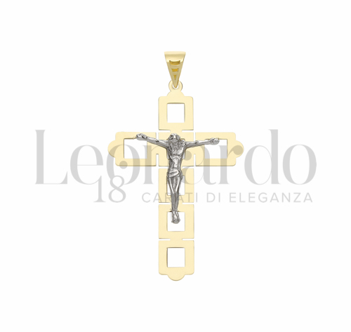 Modello Con Cristo e Lastra Traforata in Oro Giallo e Oro Bianco da 2gr.
