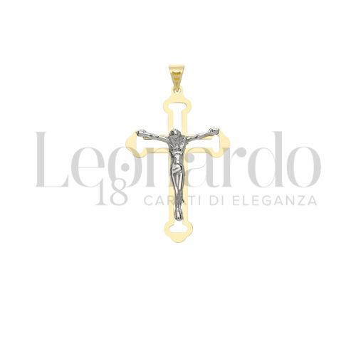 Modello Con Cristo e Lastra Traforata in Oro Giallo e Oro Bianco da 1,1gr.