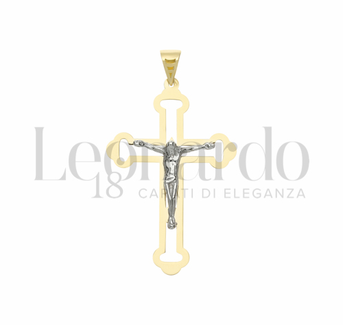 Modello Con Cristo e Lastra Traforata in Oro Giallo e Oro Bianco da 1,6gr.