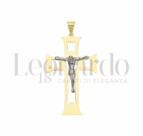 Modello Con Cristo e Lastra Traforata in Oro Giallo e Oro Bianco da 2gr.