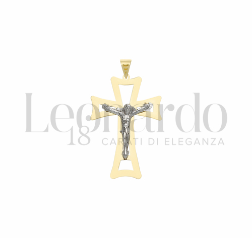 Modello Con Cristo e Lastra Traforata in Oro Giallo e Oro Bianco da 1,5gr.
