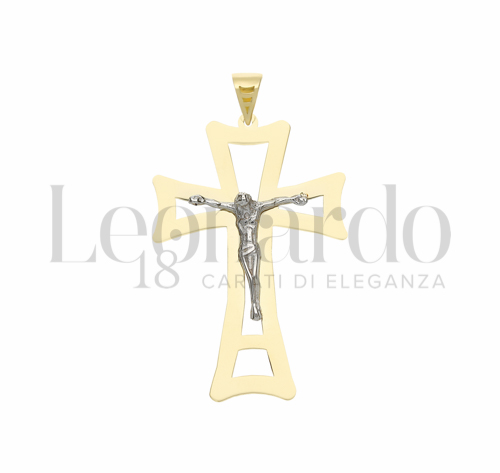 Modello Con Cristo e Lastra Traforata in Oro Giallo e Oro Bianco da 2,3gr.