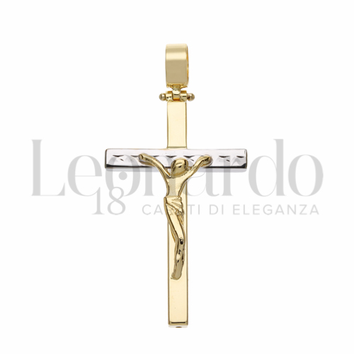 Modello Con Cristo Stilizzato in Oro Giallo e Oro Bianco da 2,5gr.