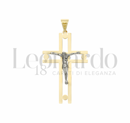 Modello Con Cristo e Lastra Traforata in Oro Giallo e Oro Bianco da 1,9gr.