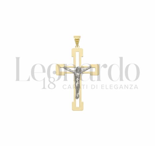 Modello Con Cristo e Lastra Traforata in Oro Giallo e Oro Bianco da 1,1gr.