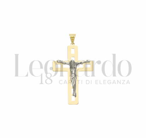 Modello Con Cristo e Lastra Traforata in Oro Giallo e Oro Bianco da 1,3gr.