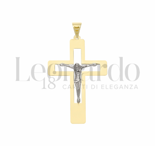 Modello Con Cristo e Lastra Traforata in Oro Giallo e Oro Bianco da 2gr.