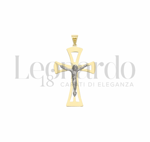 Modello Con Cristo e Lastra Traforata in Oro Giallo e Oro Bianco da 1,3gr.