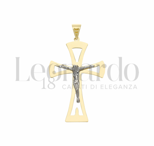 Modello Con Cristo e Lastra Traforata in Oro Giallo e Oro Bianco da 2,1gr.