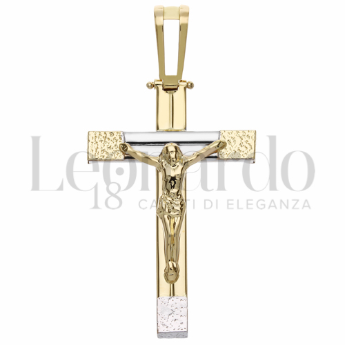 Modello Con Cristo in Oro Giallo e Oro Bianco da 4,3gr.