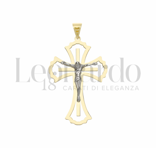 Modello Con Cristo e Lastra Traforata in Oro Giallo e Oro Bianco da 2gr.