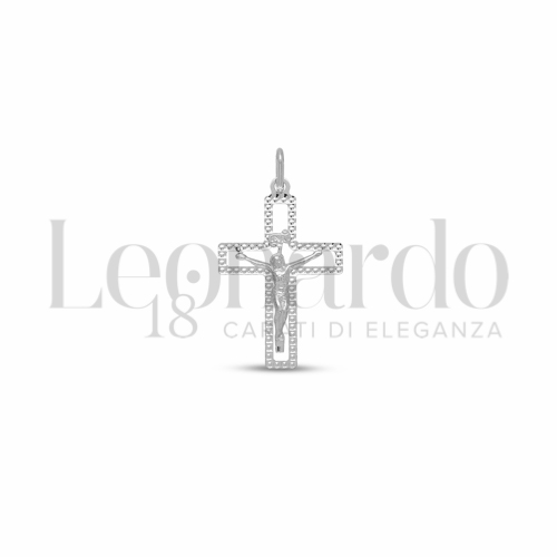 Modello Con Cristo e Lastra Traforata in Oro Bianco da 0,9gr.