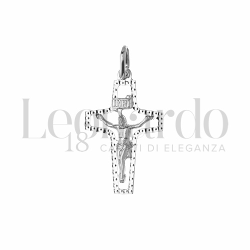 Modello Con Cristo e Lastra Traforata in Oro Bianco da 0,6gr.