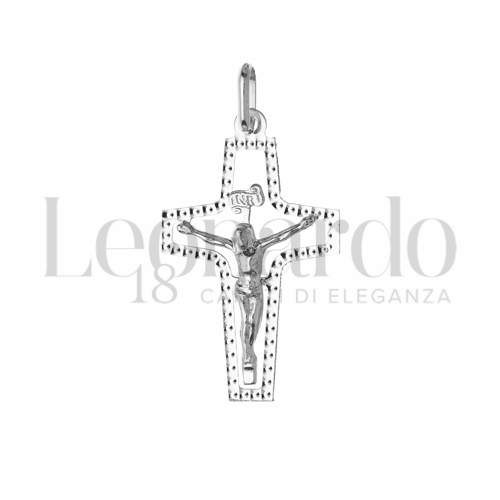 Modello Con Cristo e Lastra Traforata in Oro Bianco da 0,8gr.