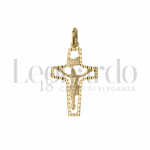 Modello Con Cristo e Lastra Traforata in Oro Giallo da 0,6gr.