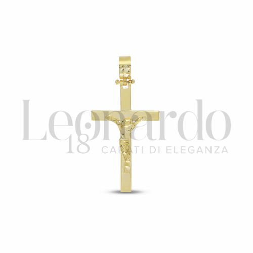 Pendenti Croce da Uomo in Oro 18 Carati Modello: Con cristo Misura: 3° Lavorazione o finitura: Lucida 2,2g