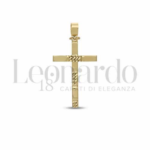 Pendenti Croce da Uomo in Oro 18 Carati Modello: Senza cristo Misura: 1° Lavorazione o finitura: Diamantata 1,9g