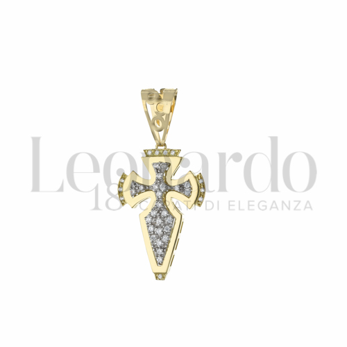 Modello Senza Cristo con Zircone bianco in Oro Giallo e Oro Bianco da 4,5gr.