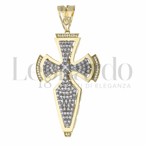 Modello Senza Cristo con Zircone bianco in Oro Giallo e Oro Bianco da 14gr.