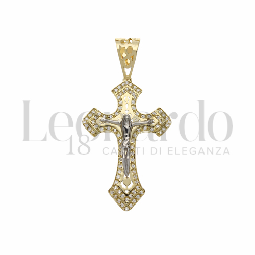 Modello Con Cristo con Zircone bianco in Oro Giallo e Oro Bianco da 6,2gr.