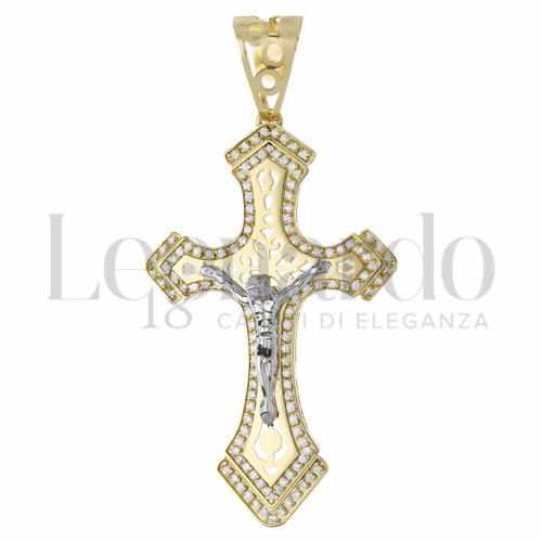 Modello Con Cristo con Zircone bianco in Oro Giallo e Oro Bianco da 11,2gr.