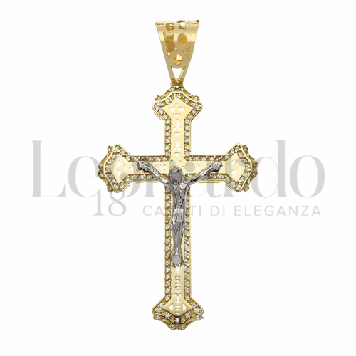 Modello Con Cristo con Zircone bianco in Oro Giallo e Oro Bianco da 10,1gr.