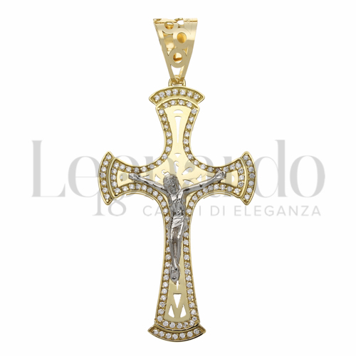 Modello Con Cristo con Zircone bianco in Oro Giallo e Oro Bianco da 10,3gr.