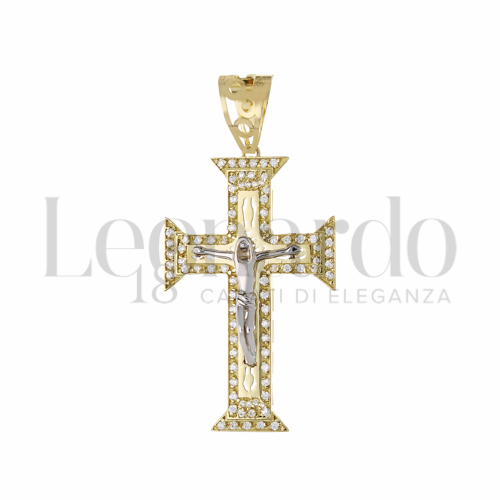 Modello Con Cristo con Zircone bianco in Oro Giallo e Oro Bianco da 6,1gr.