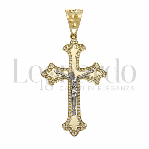Modello Con Cristo con Zircone bianco in Oro Giallo e Oro Bianco da 11,2gr.