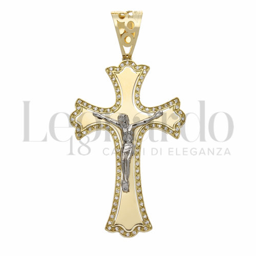 Modello Con Cristo con Zircone bianco in Oro Giallo e Oro Bianco da 12,2gr.