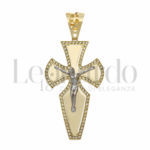 Modello Con Cristo con Zircone bianco in Oro Giallo e Oro Bianco da 12,6gr.