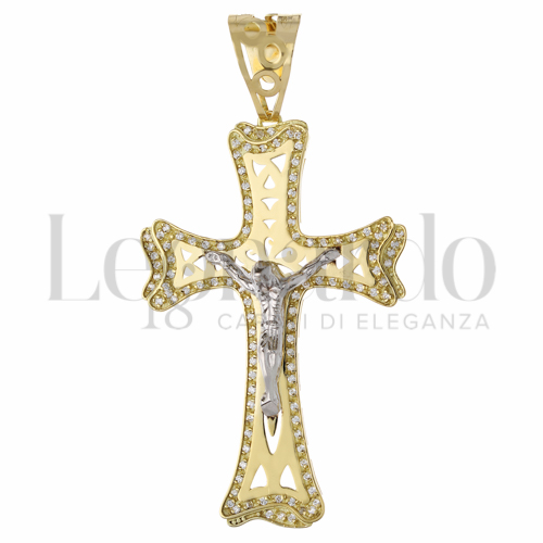 Modello Con Cristo con Zircone bianco in Oro Giallo e Oro Bianco da 11,2gr.
