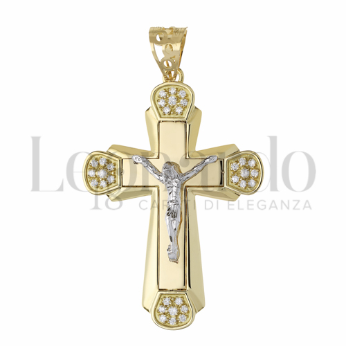 Modello Con Cristo con Zircone bianco in Oro Giallo e Oro Bianco da 13,8gr.
