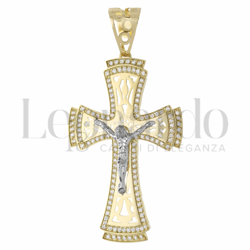Modello Con Cristo con Zircone bianco in Oro Giallo e Oro Bianco da 11,4gr.