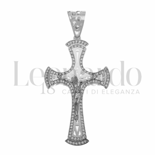 Modello Con Cristo con Zircone bianco in Oro Bianco da 9,1gr.