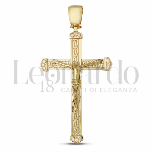 Modello Con Cristo con Zircone bianco in Oro Giallo da 6,2gr.