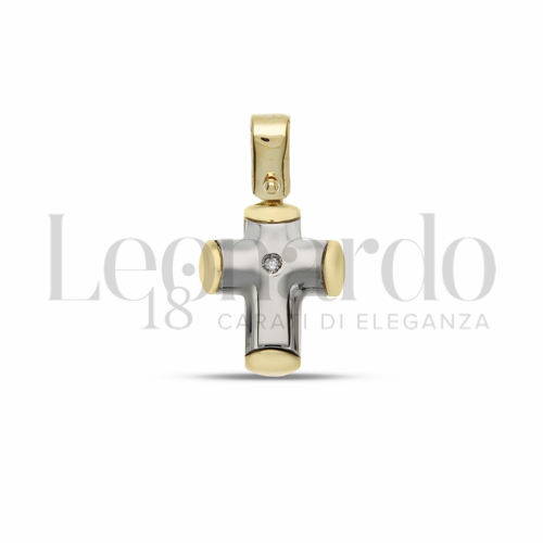 Modello Con bordi con Diamante in Oro Bianco e Oro Giallo da 1,1gr.