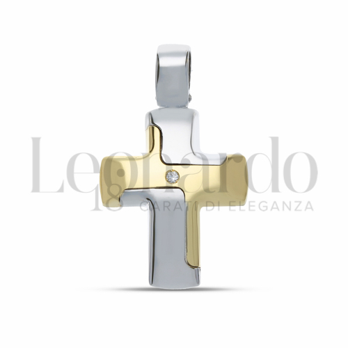 con Diamante in Oro Bianco e Oro Giallo da 3,1gr.