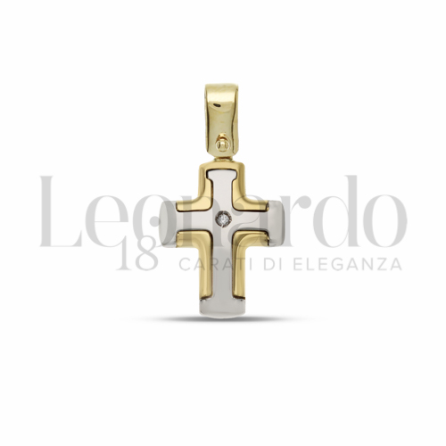 con Diamante in Oro Bianco e Oro Giallo da 1,3gr.