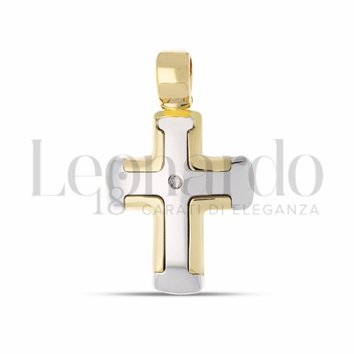 con Diamante in Oro Bianco e Oro Giallo da 3,1gr.