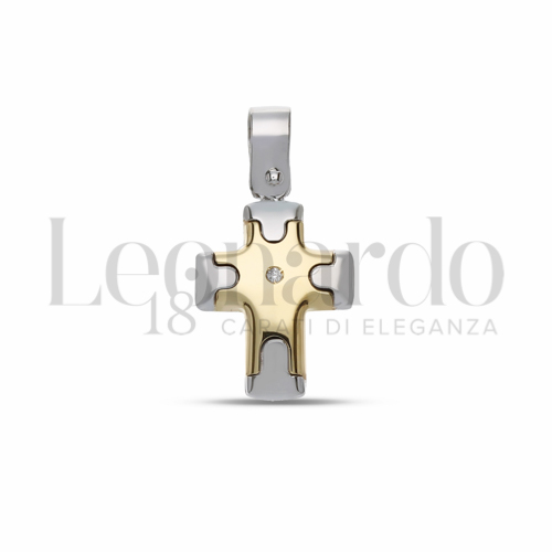 Modello Senza Cristo - Con bordi con Diamante in Oro Bianco e Oro Giallo da 1,4gr.