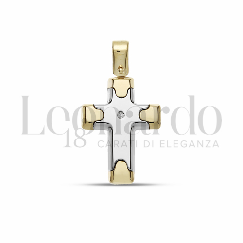 Modello Senza Cristo - Con bordi con Diamante in Oro Bianco e Oro Giallo da 1,7gr.