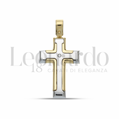 Modello Senza Cristo - Con bordi con Diamante in Oro Bianco e Oro Giallo da 2,2gr.