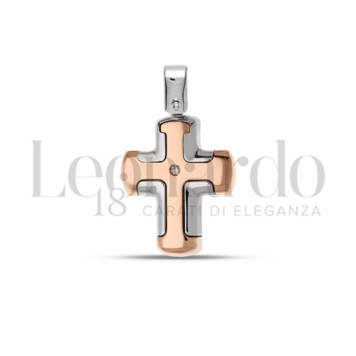con Diamante in Oro Bianco e Oro Rosa da 1,7gr.