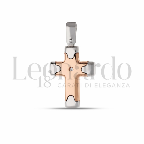 Modello Con bordi con Diamante in Oro Bianco e Oro Rosa da 1,7gr.